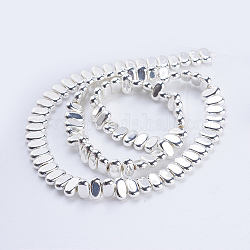 Chapelets de perles en hématite synthétique sans magnétiques, rectangle, Plaqué Argent, 8x4x2mm, Trou: 1mm, Environ 98~102 pcs/chapelet, 15.5 pouce (39.5 cm)