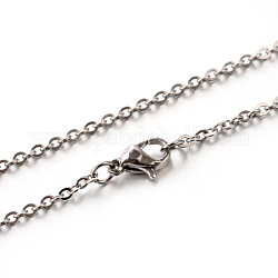 304 Stainless Steel Cable Chain Necklace, Stainless Steel Color, 17.7 inch(45cm), 2mm, Link: 2.5~2.9x2x0.5mm