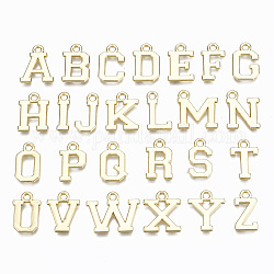 Charms in lega, cadmio & nichel &piombo libero, alfabeto, vero placcato oro 16k, lettere miste casuali, 14x4~17.5x1mm, Foro: 1.6 mm