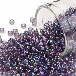 Toho perles de rocaille rondes, Perles de rocaille japonais, (166d) prune de sucre ab transparente, 8/0, 3mm, Trou: 1mm, environ 10000 pcs / livre