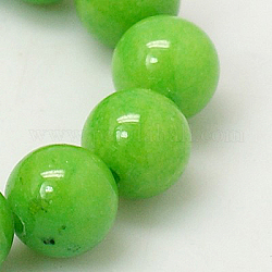 Chapelets de perles rondes en jade de Mashan naturelle, teinte, vert clair, 12mm, Trou: 1mm, Environ 34 pcs/chapelet, 15.7 pouce