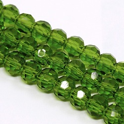 Граненые(32 грань) круглые нити стеклянных бусин, зелёные, 4 мм, отверстие : 1 мм, около 98 шт / нитка, 13.7 дюйм