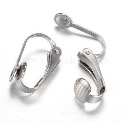 Accessoires de boucles d'oreilles clips à vis en 304 acier inoxydable, couleur inoxydable, 16x10x7.3mm