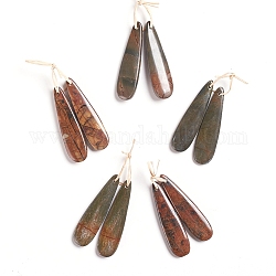 Pendentifs de jaspe picasso naturel, pour la fabrication de bijoux, larme, 45~45.5x12~12.5x4~4.5mm, Trou: 1mm