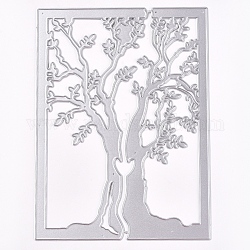 Rahmen Metall Stanzformen Schablonen, für DIY Scrapbooking / Fotoalbum, Dekorative Prägepapierkarte aus Papier, Rechteck mit Baum, Platin matt Farbe, 150x111x0.8 mm