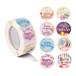 Adesivi autoadesivi con motivo a tema compleanno, rotolo adesivo, per regali decorativi per feste, colorato, 2.5cm, su 500pcs / rotolo