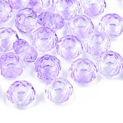 Perline di vetro europeo , perline con foro grande, non nucleo di metallo, rondelle, lilla, 14x8mm, Foro: 5 mm