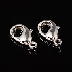Silver Color Plated Brass Lobster Claw Clasps, Parrot Trigger Clasps, Nickel Free, 15x8x3mm, Hole: 2mm