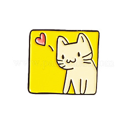 Épingles en émail coeur de chat heureux, broche en alliage pour femme, jaune, 24x26mm