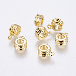 Brass Tube Bails, Loop Bails, Long-Lasting Plated, Real 18K Gold Plated, Column, 12x9x5mm, Hole: 2mm, Inner Diameter: 5mm