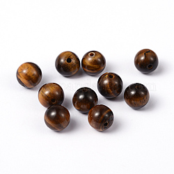 Natural Tiger Eye Beads, Grade A, Round, Goldenrod, 8mm, Hole: 1mm