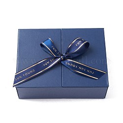 Caja de embalaje de papel, caja de regalo de boda, con la cinta, Rectángulo, azul de Prusia, 20x15x7.1 cm; diámetro interior: 19.2x14.2cm