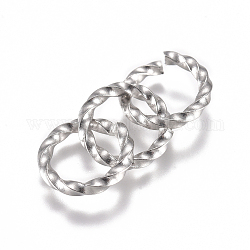 304 anillos de salto retorcidos de acero inoxidable, anillos del salto abiertos, anillo redondo, color acero inoxidable, 12 calibre, 12x2mm, diámetro interior: 8 mm