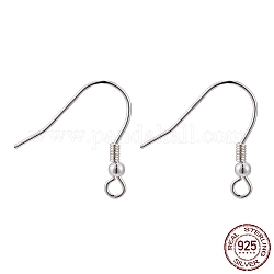 925 Sterling Silver Earring Hook Findings, Silver, 21 Gauge, Pin: 0.7mm, 18mm, Hole: 2mm, about 41pairs/20g