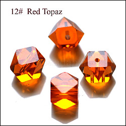 Perles d'imitation cristal autrichien, grade AAA, facette, perles de cube sans coin, orange foncé, 4x4x4mm, Trou: 0.7~0.9mm