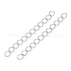 Iron Chain Extender, Curb Chains, Nickel Free, Platinum, 50mm, Link: 5~5.5x3.5~4x0.5mm