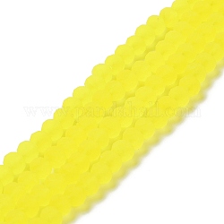 Transparente Glasperlen Stränge, facettiert, matt, Rondell, Gelb, 3.5 mm, Bohrung: 1 mm
