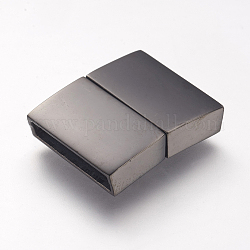 304 fermoirs magnétiques en acier inoxydable avec emembouts à coller, rectangle, gunmetal, 21x16.5x4.5mm, Trou: 2.5x15mm
