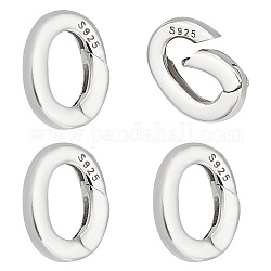 Pandahall elite 4 pz 925 anelli per cancelli a molla in argento sterling, ovale con 925 francobollo, argento, 10x7x2mm, Foro: 6x4 mm