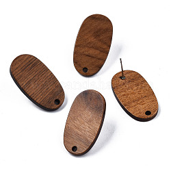 Risultati di orecchini a bottone in legno di noce, con foro e 304 perno in acciaio inox, ovale, Perù, 27x15mm, Foro: 2 mm, ago :0.7mm