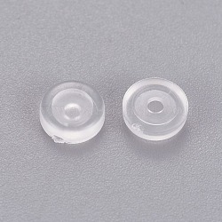 イヤリングのスクリューバッククリップ用の快適なシリコンパッド  抗痛み  イヤリングクッションのクリップ  透明  5.5x1.5mm  穴：1.6mm