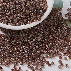 Perles rocailles miyuki rondes, Perles de rocaille japonais, (rr4505) topasso fumé clair transparent picasso, 8/0, 3mm, Trou: 1mm, environ 422~455 pcs/10 g