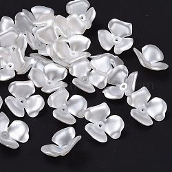 Flower Imitation Pearl Acrylic Bead Caps, 3-Petal, White, 22x6.5mm, Hole: 1mm