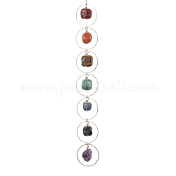 Chakra Jewelry Natural Mixed Gemstone Pendant Decorations, with Brass Linking Rings, Golden, 387mm