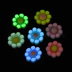 Cabochons della resina luminosi, fiore, colore misto, 12.5~13x4.8mm