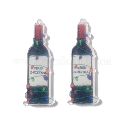 Полупрозрачные акриловые большие подвески, прелести винных бутылок, чёрные, 50x18x2.5 мм, отверстие : 1.5 мм