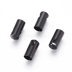 Embouts pour cordon en 304 acier inoxydable, embouts, colonne, électrophorèse noir, 9x4mm, Trou: 1.8mm, diamètre intérieur: 3.5 mm