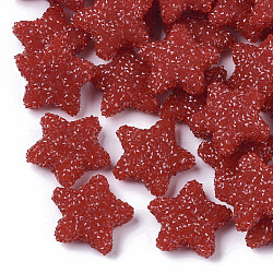 Harz perlen, mit Strass-Kristall, Imitation Candy Food Styles, Stern, rot, 23.5x24x8 mm, Bohrung: 1.4 mm