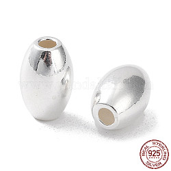 925 Sterling Silver Bead, Rice, Silver, 8x5mm, Hole: 1.6mm