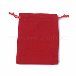 Pochettes d'emballage en velours, sacs à cordonnet, rouge, 12~12.6x10~10.2 cm