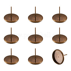 Impostazioni di orecchini in ottone, bronzo antico, vassoio: 12mm, 12mm, ago :1mm