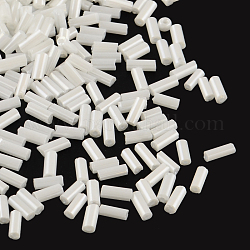 Pearlized Glass Bugle Beads, Opaque Colours Lustered, Snow, 4~4.5x2mm, Hole: 1mm, about 450g/bag, 14000pcs/bag