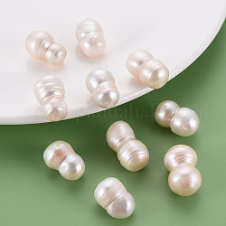 Perles de perles keshi naturelles, perle de culture d'eau douce, pas de trous / non percés, gourde, couleur de coquillage, 18~25x12~14mm
