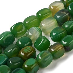 Filo di perline di agata naturale, tinti e riscaldato, cubo, verde, 11~12x8~9.5x8~9.5mm, Foro: 1.2 mm, circa 16pcs/filo, 7.48~7.72'' (19~19.6 cm)