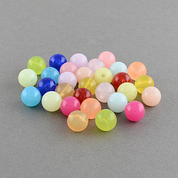 Perles en acrylique de gelée d'imitation, ronde, couleur mixte, 8mm, Trou: 1.5mm, environ 1700 pcs/500 g