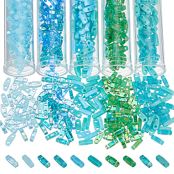 Nbeads bricolage kit de fabrication de bracelet de tuiles, y compris les perles de rocaille miyuki tila, aiguilles à perles, fil élastique, turquoise foncé, perles: 5x1.2x1.9 mm, Trou: 0.8mm, 500 pièces / kit