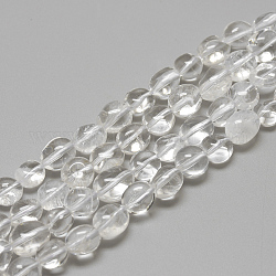 Natürlichem Quarz-Kristall-Perlen Stränge, Bergkristallperlen, Oval, 8~15x7~12x4~12 mm, Bohrung: 1 mm, ca. 30~45 Stk. / Strang, 15.7 Zoll