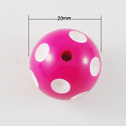 20 perle tonde mm bubblegum chunky acrilico, fucsia, 20x19mm, Foro: 3 mm
