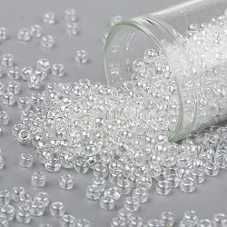 Toho perline rotonde, perline giapponesi, (101) lucentezza cristallina, 8/0, 3mm, Foro: 1 mm, su 222pcs / bottiglia, 10 g / bottiglia