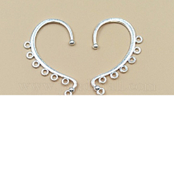Alloy Ear Cuff Findings, Climber Wrap Around Earring Findings, with Horizontal Loops, Long-Lasting Plated, Silver, 58x34mm