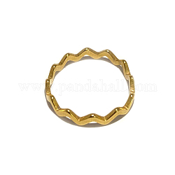 Ионное покрытие (ip) 201 волнистое кольцо из нержавеющей стали для женщин, золотые, размер США 6 (16.5 мм)
