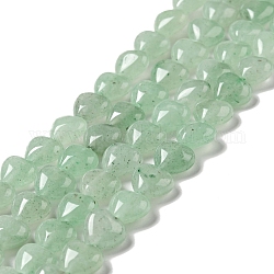 Verde naturale perline avventurina fili, cuore, 10x10.5~11x6mm, Foro: 1.2 mm, circa 40pcs/filo, 15.35'' (39 cm)