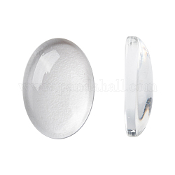 Transparent Oval Glass Cabochons, Clear, 14x10x3mm