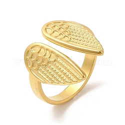 Revestimiento iónico (IP) 304 anillo de dedo de acero inoxidable., anillos abiertos de ala para mujer, real 18k chapado en oro, diámetro interior: 17 mm