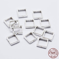 925 Sterling Silber Perlenrahmen, Viereck, Silber, 10x10x2 mm, Bohrung: 0.8 mm, Innen: 8x8 mm