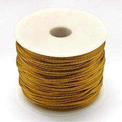 Hilo de nylon, Cordón de satén de cola de rata, vara de oro oscuro, 1.5mm, Aproximadamente 100 yardas / rollo (300 pies / rollo)